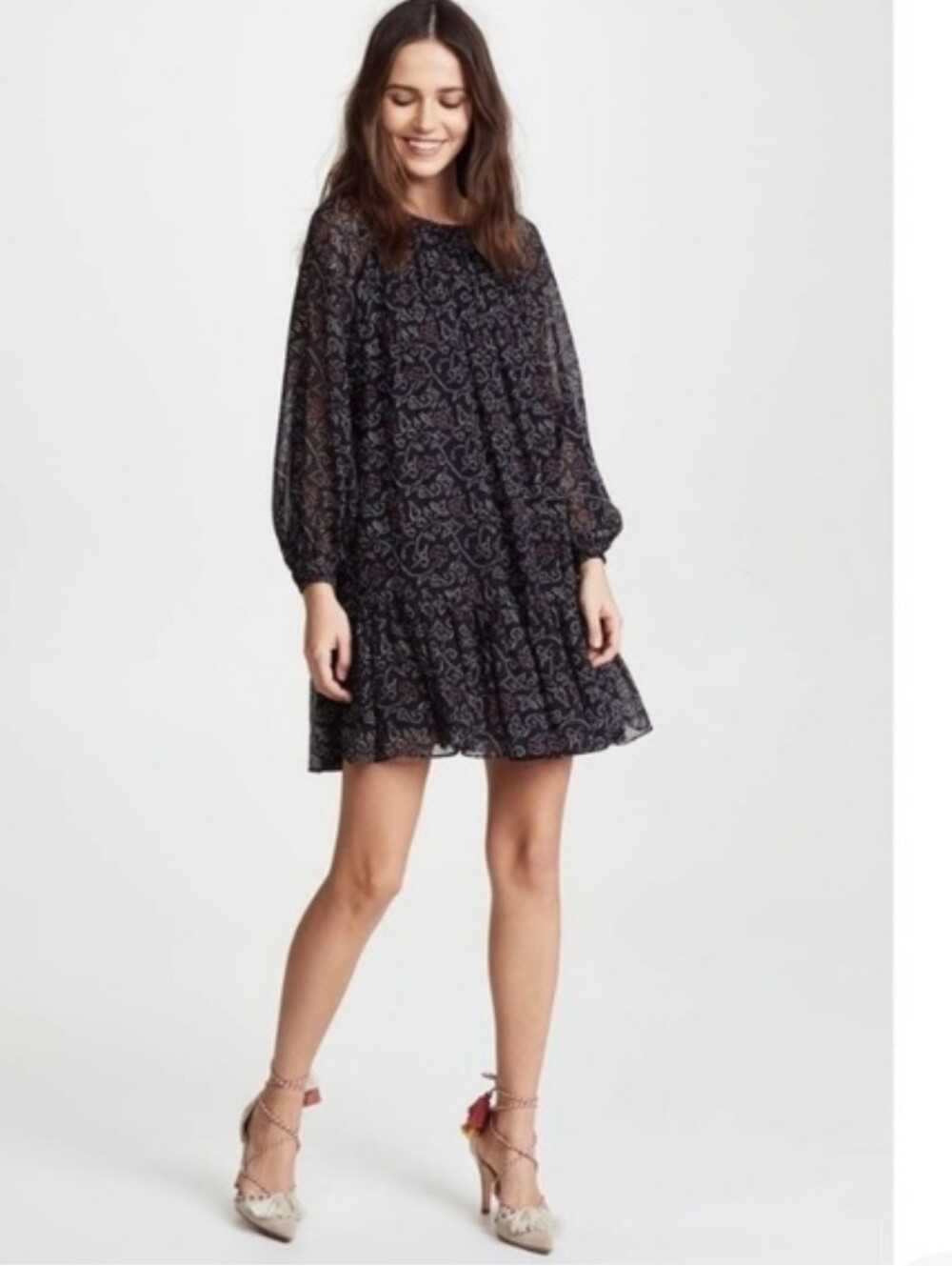 Ulla Johnson Silk Adena Shibori Mini Swing Dress